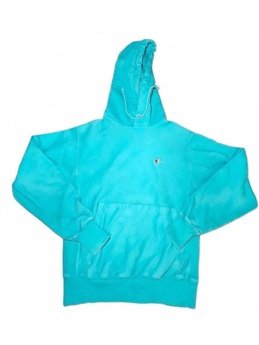 Champion Reverse Weave Teal Hoodie Small Embroidered Logo